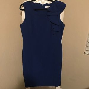 Calvin Klein - Blue Ruffle Shoulder Dress
